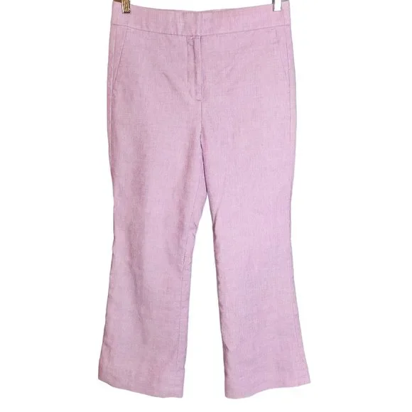 J. Crew Hayden Kickout Crop Pant Stretch Linen Lilac Size 6 - Picture 3 of 12